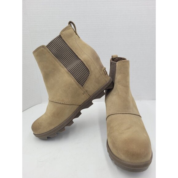 Sorel Joan Of Arctic Wedge Boots US 8 EU 39 Women's Ash Brown Chelsea Bootie - Picture 1 of 10